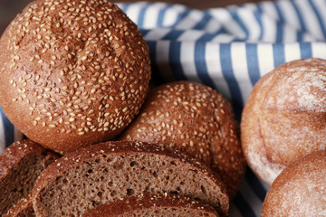 Delicious loaves of rye bread, closeup