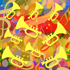Music background with trumpets