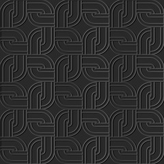 3D paper art round corner square geometry chain frame