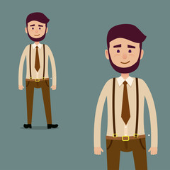 Young Male Bearded Cartoon Character Illustration