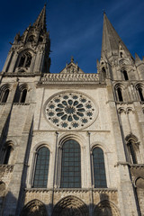 Fototapeta na wymiar The Cathedral of Chartres - front view, France