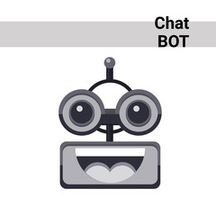 Cartoon Robot Face Smiling Cute Emotion Open Mouth Chat Bot Icon Flat Vector Illustration
