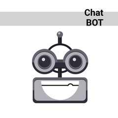 Cartoon Robot Face Smiling Cute Emotion Open Mouth Chat Bot Icon Flat Vector Illustration