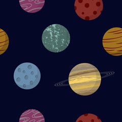 Space planets seamless pattern 