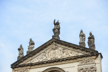 Fototapeta premium PRAGUE, CZECH REPUBLIC - 12 MAY 2017: Exterior views of famous Saint Salvator Church in Prague. Prague is the capitol city of Czech Republic