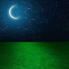background night sky with stars and moon