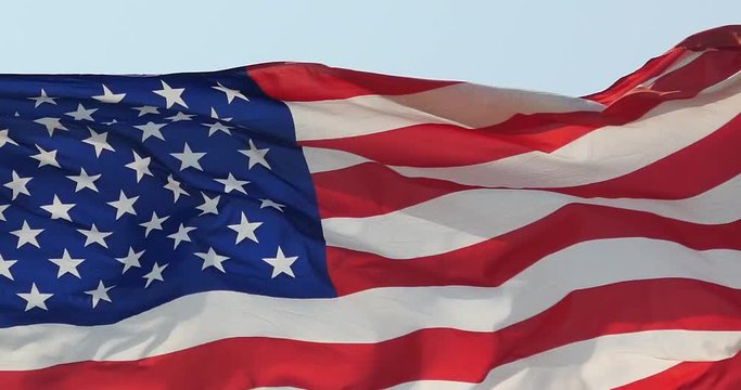 4k American flag is fluttering in wind.