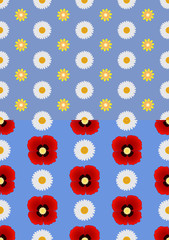 A set of two floral seamless pattern. Fine texture with flowers. Vector Illustration. EPS10