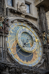Prague Orloj astronomical clock on town hall tower
