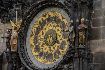 Prague Orloj astronomical clock on town hall tower