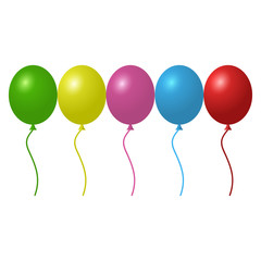 Set of colorful helium balloons