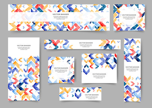Set of web banner templates for your site or blog with geometric elements. Different size