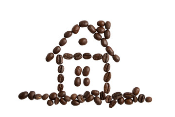 A house made of coffee beans