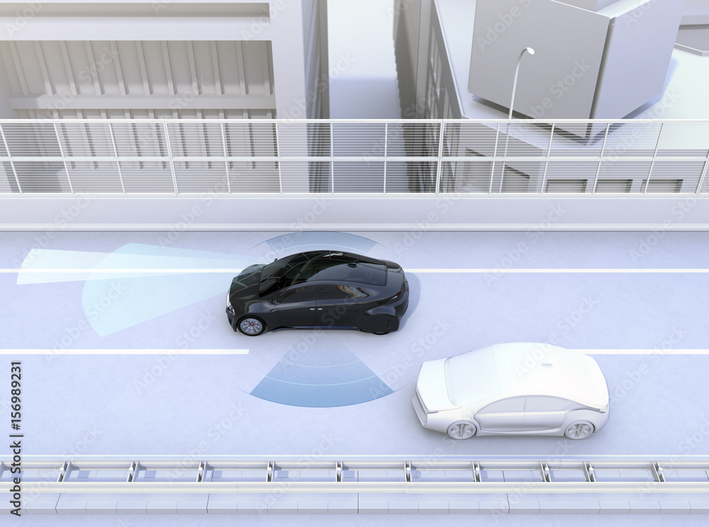 Poster driver assistance systems ( automatic braking, lane keeping function etc.) for autonomous car. 3d re