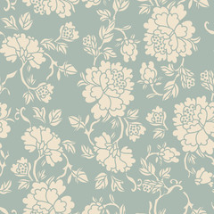 Fototapeta premium Antique seamless background botanic garden flower leaf