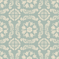 Antique seamless background spiral cross flower vine