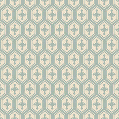 Image of Antique seamless background oriental polygon geometry cross frame printed on Printed Glass Basin Splashbacks