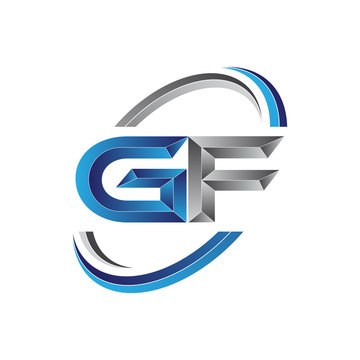 Simple initial letter logo modern swoosh GF