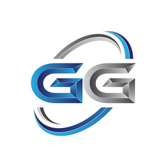 Simple initial letter logo modern swoosh GG