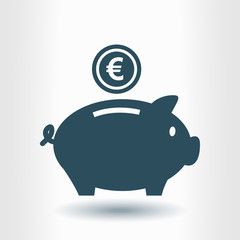 Piggy bank icon. Pictograph of moneybox. Flat design.