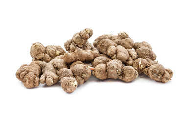 black galingale root isolated on white background