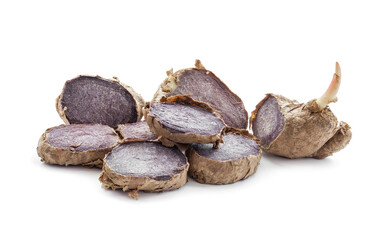 black galingale root isolated on white background