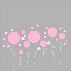 pattern vector pink white round flower pattern on grey background