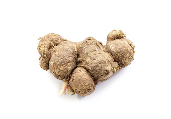 black galingale root isolated on white background