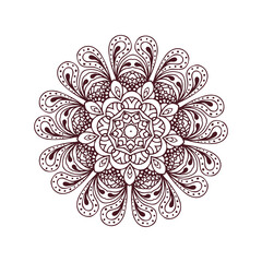 Round mandalas in vector. Graphic template for your design. Decorative retro ornament. Hand drawn background with flowers