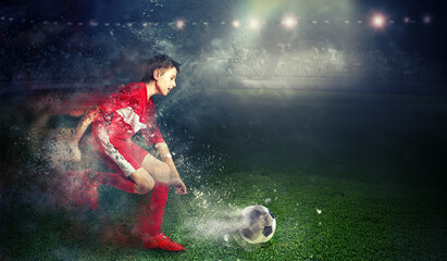 With endless will to victory. Mixed media