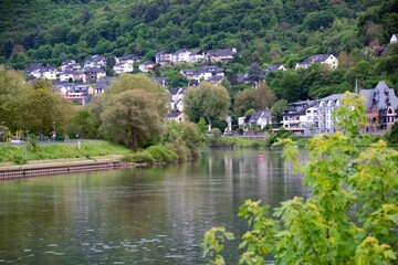 Panorama miasta Cochem na rzece Moselle ,Niemcy