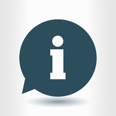 Info speech bubble symbol. Flat design style.