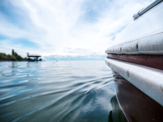 Detail of a boat and small waves on Lake Constance, Germany