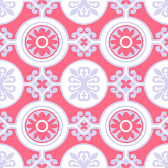 Seamless background round curve spiral cross frame flower