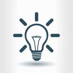 Light lamp sign icon. Idea bulb symbol. Flat design style.