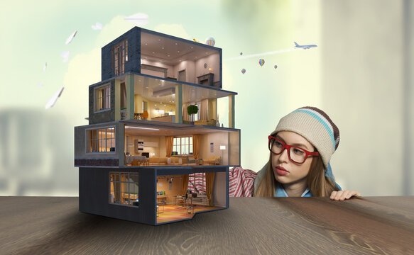 Design of your dream house . Mixed media