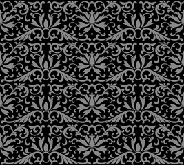 Antique seamless background botanic garden flower cross leaf vine