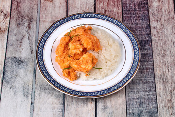 Sticky rice with stir-fried grated coconut,shrimp