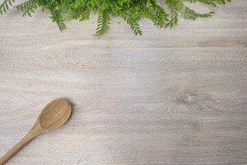 Fototapeta na wymiar wood spoon wood Turner on white wood background