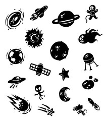 Silhouette space icon, Doodle vector icon.