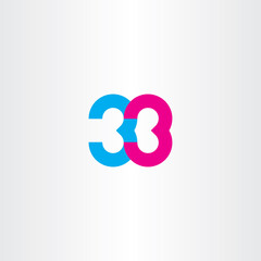 number 33 thirty three icon vector