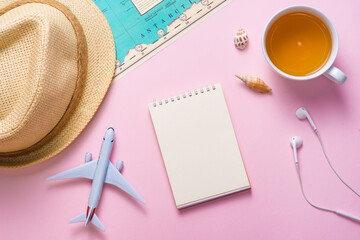 Vacation concept. Planning items for vacation trip.
