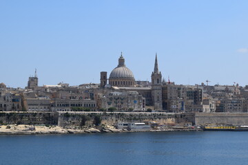 Fototapeta na wymiar View of Valletta from Sliema waterfront, Malta