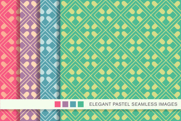 Seamless pastel background set square check cross geometry frame