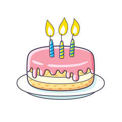 Birthday cake icon isolated.
