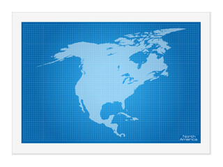 North America map on blueprint