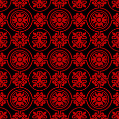 Seamless Chinese Background round curve spiral cross frame flower