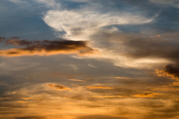 colorful dramatic sky with cloud at sunset