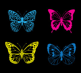 Obraz na płótnie Canvas Vector Neon Butterflies