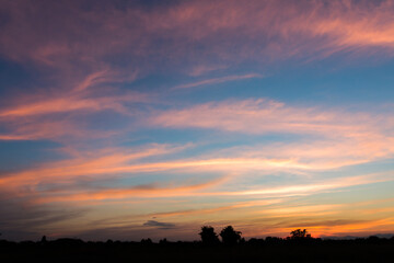 colorful dramatic sky with cloud at sunset